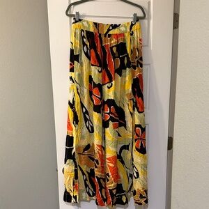 Free People Women's Floral Wide Leg Pants. Split Hem